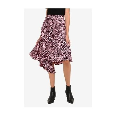 taylor pink animal pleat midi skirt