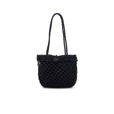 black straw tote