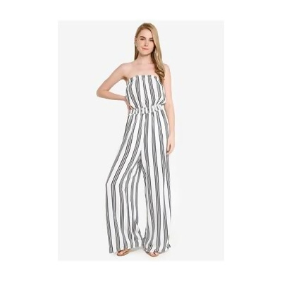 strapless striped jumpsuit