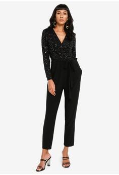 sequin wrap jumpsuit