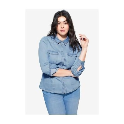 plus size stretch denim shirt