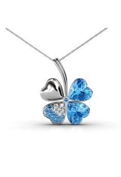 blue four leaf clover necklace