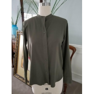 UPC 883389502491 product image for Helmut Lang Womens Green Long Sleeve Mandarin Collar Button Up Wear To Work Top  | upcitemdb.com