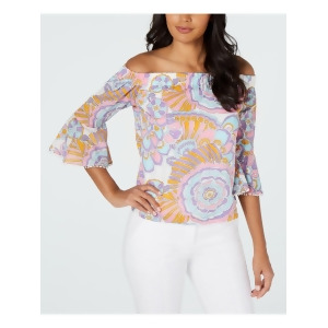 UPC 191855258446 product image for Trina Turk Womens Blue Printed Bell Sleeve Off Shoulder Top Size L - All | upcitemdb.com