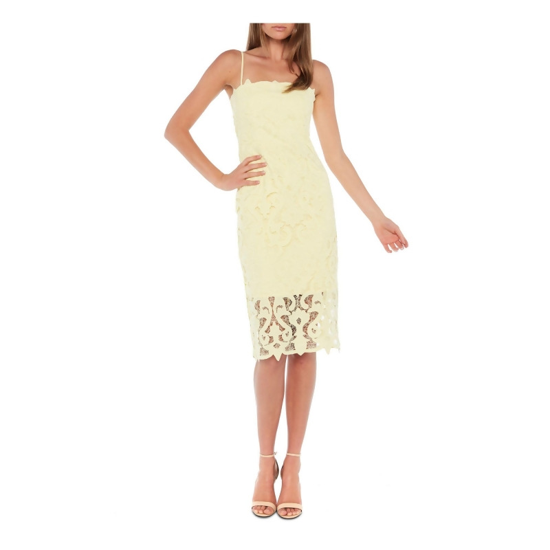 bardot yellow lace dress