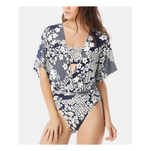 UPC 193144045980 product image for Vince Camuto Swim Women's Navy Floral Deep V Neck One Piece Swimsuit 6 - All | upcitemdb.com