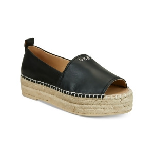 UPC 603221359997 product image for Dkny Womens Black Logo Cushioned Mer Peep Toe Platform Slip On Leather Espadrill | upcitemdb.com