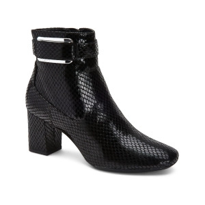 UPC 194060000954 product image for Calvin Klein Womens Black Snakeskin Buckle Accent Padded Cattee Square Toe Block | upcitemdb.com