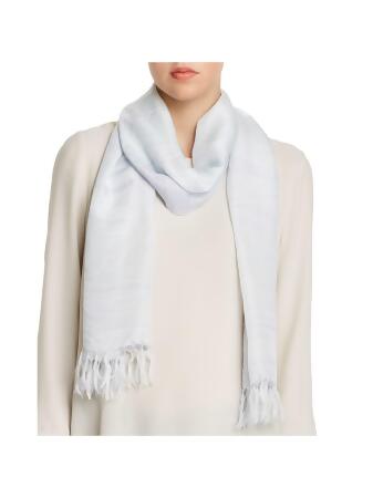 EILEEN FISHER Womens Hyacinth Blue Printed Fringed Lightweight Scarf 