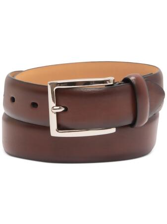 CLUBROOM Mens Brown Feather Accent Faux Leather Casual Belt 30\32 
