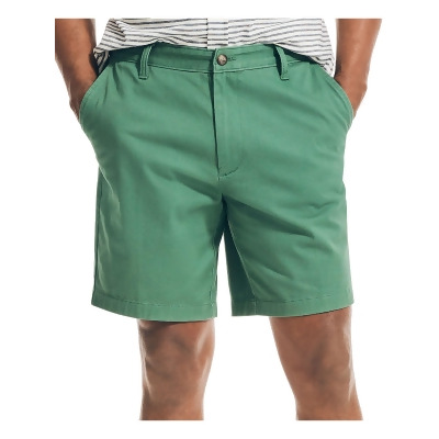NAUTICA Mens Green Flat Front Easy Care Stretch Classic Fit Cotton Blend Shorts 30 Waist 