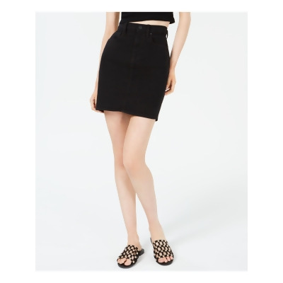 HUDSON Womens Black Denim Slitted Pocketed Mini Skirt Juniors Size: 24 Waist 