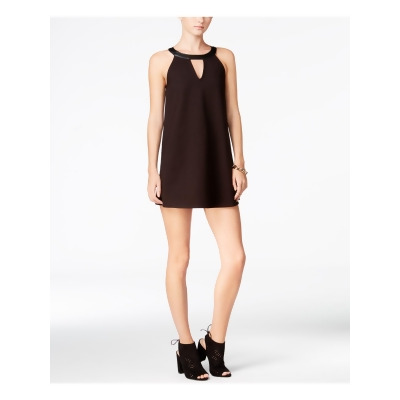 CHELSEA SKY Womens Black Sleeveless Mini Fit + Flare Evening Dress Size: XS 