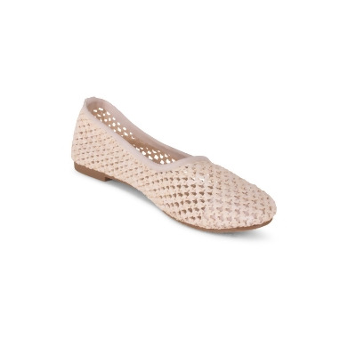 WANTED Womens Beige Woven Flexible Sole Padded Breathable Nina Round Toe Block Heel Slip On Ballet Flats 10 M 
