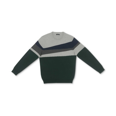ALFANI Mens Green Color Block Crew Neck Pullover Sweater XXL 