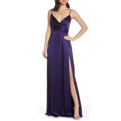JILL STUART Womens Purple Zippered Slit Silk Spaghetti Strap Sweetheart Neckline Full-Length Formal Sheath Dress 0 