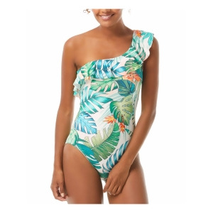 UPC 193144343659 product image for Vince Camuto Swim Women's White Tropical Print Removable Cups Lined Ruffled One  | upcitemdb.com