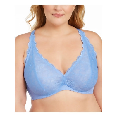INC Intimates Light Blue Lace Solid Hook & Eye Everyday Bralette Plus Size: XL 