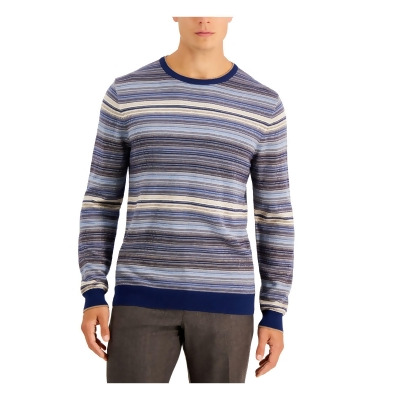 TASSO ELBA Mens Blue Striped Pullover Sweater S 