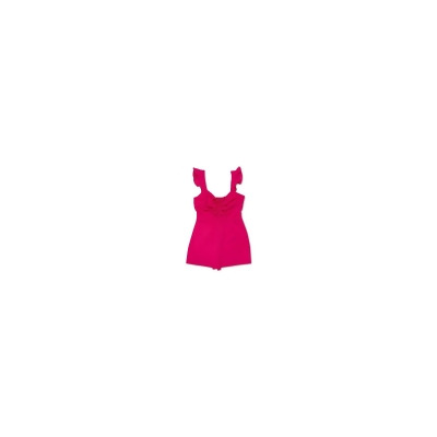 BAR III Womens Pink Cut Out Ruched Tie Flutter Sweetheart Neckline Straight leg Romper 14 