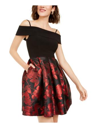 Cold shoulder fit outlet and flare dress