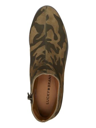 Lucky Brand LUCKY BRAND Womens Green Camouflage 0.5 Platform Cushioned  Karmeya Round Toe Wedge Zip-Up Leather Booties 7.5 M