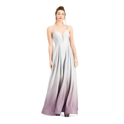 B DARLIN Womens Silver Glitter Ombre Spaghetti Strap Sweetheart Neckline Full-Length Formal Fit + Flare Dress Juniors 17/18 
