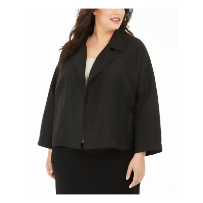 EILEEN FISHER Womens Black Pocketed Long Sleeve Open Front Wear To Work Blazer Jacket Plus 1X 