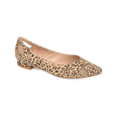 JOURNEE COLLECTION Womens Beige Leopard Print Cut Outs Comfort Devon Almond Toe Block Heel Slip On Ballet Flats 9 M 