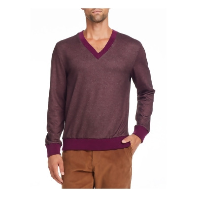 TALLIA SPORT Mens Burgundy V Neck Slim Fit Stretch Pullover Sweater XL 