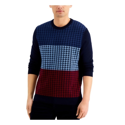 CLUBROOM Mens Navy Color Block Crew Neck Pullover Sweater XL 