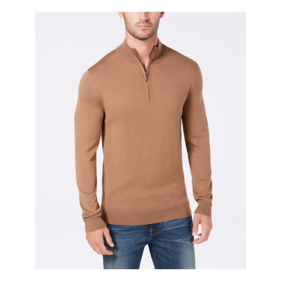 CLUBROOM Mens Brown Quarter-Zip Wool Blend Pullover Sweater S 