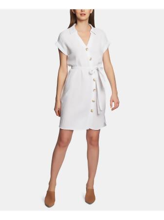 1. STATE Womens White Short Sleeve V Neck Shirt Dress S