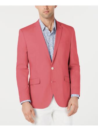 UNLISTED BY KENNETH COLE Mens UNLISTED BY KENNETH COLE Red Single Breasted,  Slim Fit Cotton Sport Coat 44S