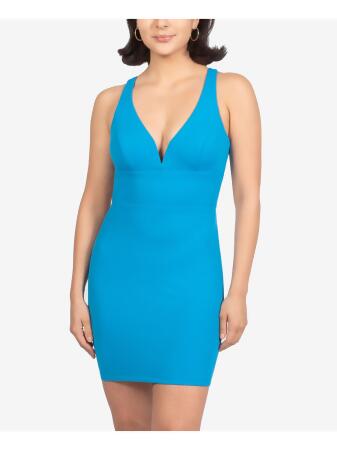 B DARLIN Womens Turquoise Seamed Scuba Sleeveless Sweetheart Neckline Short Party Body Con Dress Juniors 13 14