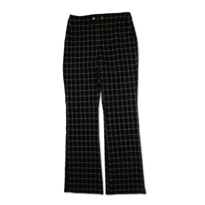 INC Womens Black Zippered Snapped Plaid Wear To Work Boot Cut Pants 6 