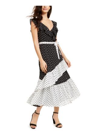 V Neck Polka Dot Formal Tops for Women - Black and White