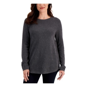 UPC 733003044176 product image for Karen Scott Womens Gray Cotton Blend Ribbed Curved Hem Speckle Long Sleeve Round | upcitemdb.com