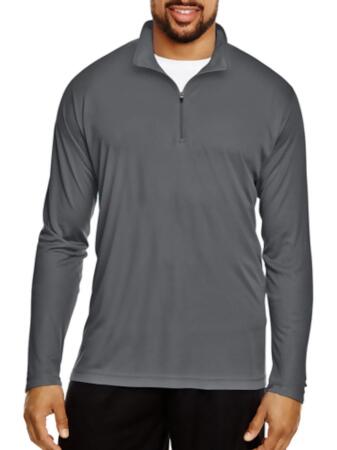 90 DEGREES Mens By Reflex Gray Heather Quarter-Zip Moisture Wicking T-Shirt  S