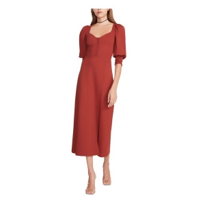 UPC 192115839207 product image for Betsey Johnson Womens Red Stretch Darted Slitted Button Cuff Pouf Sleeve Sweethe | upcitemdb.com
