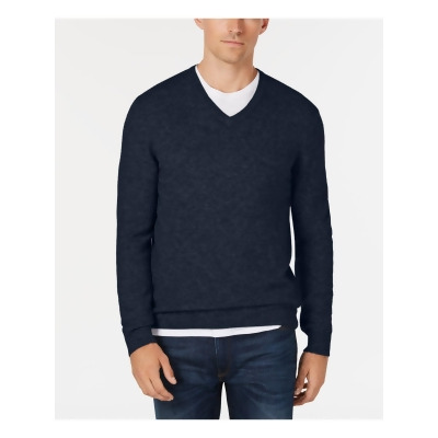 CLUBROOM Mens Navy V Neck Merino Blend Pullover Sweater S 
