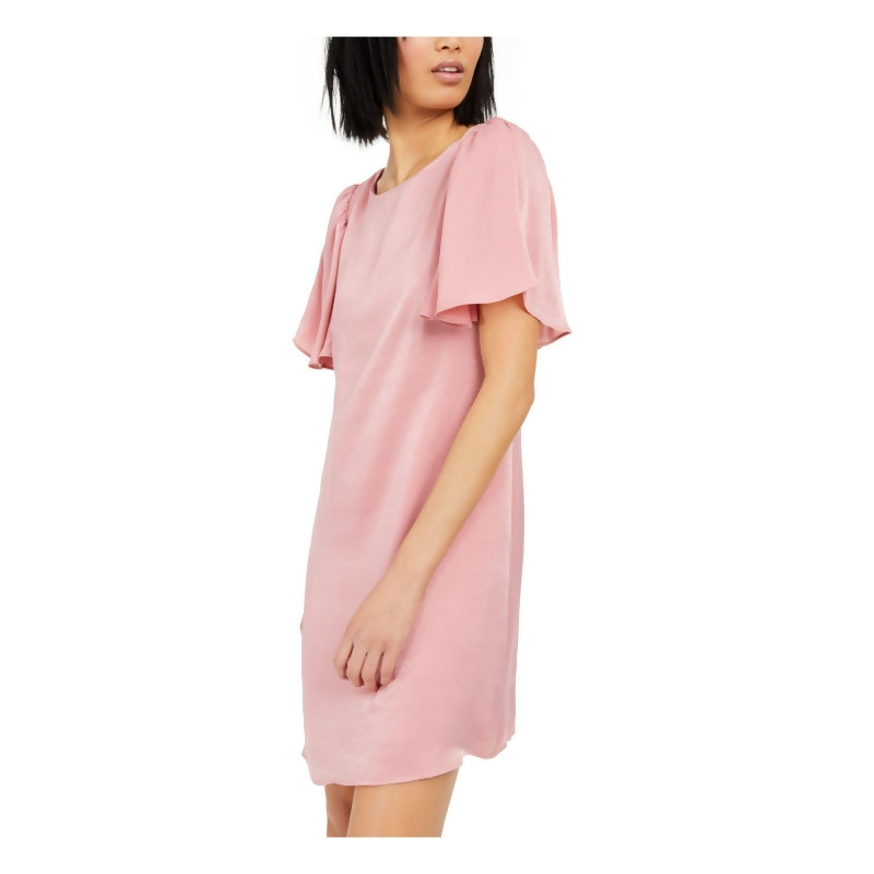 INC Womens Pink Short Sleeve Round Neck Knee Length Shift Dress 6