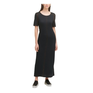 UPC 794278000199 product image for Dkny Womens Black Stretch Short Sleeve Scoop Neck Maxi Shift Dress L - All | upcitemdb.com