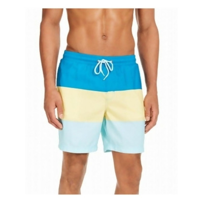 CLUBROOM Mens Teal Drawstring Lined Color Block Classic Fit Swim Trunks XL 