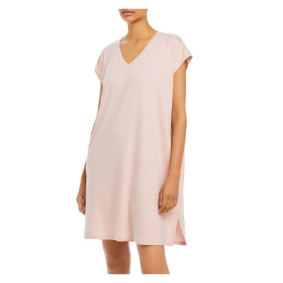 EILEEN FISHER Womens Pink Stretch Cap Sleeve V Neck Above The Knee Shift Dress XL 