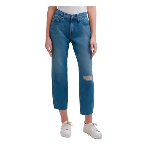 UPC 195046507610 product image for Calvin Klein Jeans Womens Blue Zippered Pocketed Raw Hem Mom Jeans High Waist Je | upcitemdb.com