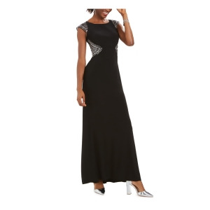 UPC 689886410785 product image for Vince Camuto Womens Black Embellished Zippered Cap Sleeve Boat Neck Maxi Formal  | upcitemdb.com