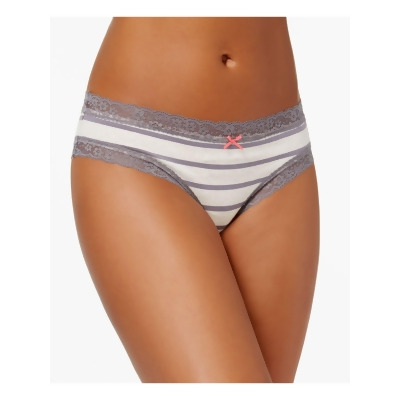 JENNI Intimates Ivory Cotton Cheeky Striped Everyday Underwear Size: L 