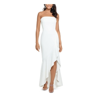 XSCAPE Womens Ivory Ruffled Strapless Above The Knee Evening Hi-Lo Dress 12 