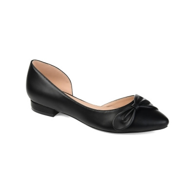 JOURNEE COLLECTION Womens Black Dorsay Bow Accent Comfort Abigail Almond Toe Slip On Ballet Flats 7 M 